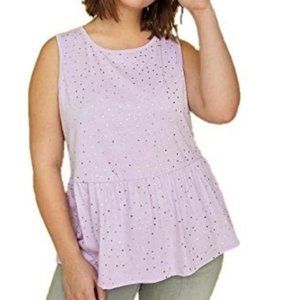 Lane Bryant Size 22/24 Foil Dot Lilac Peplum Tank
